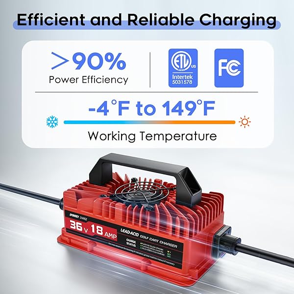 EPOWREY 18 AMP 36 VOLT GOLF CART BATTERY CHARGER FOR EZGO TXT WITH D STYLE PLUG