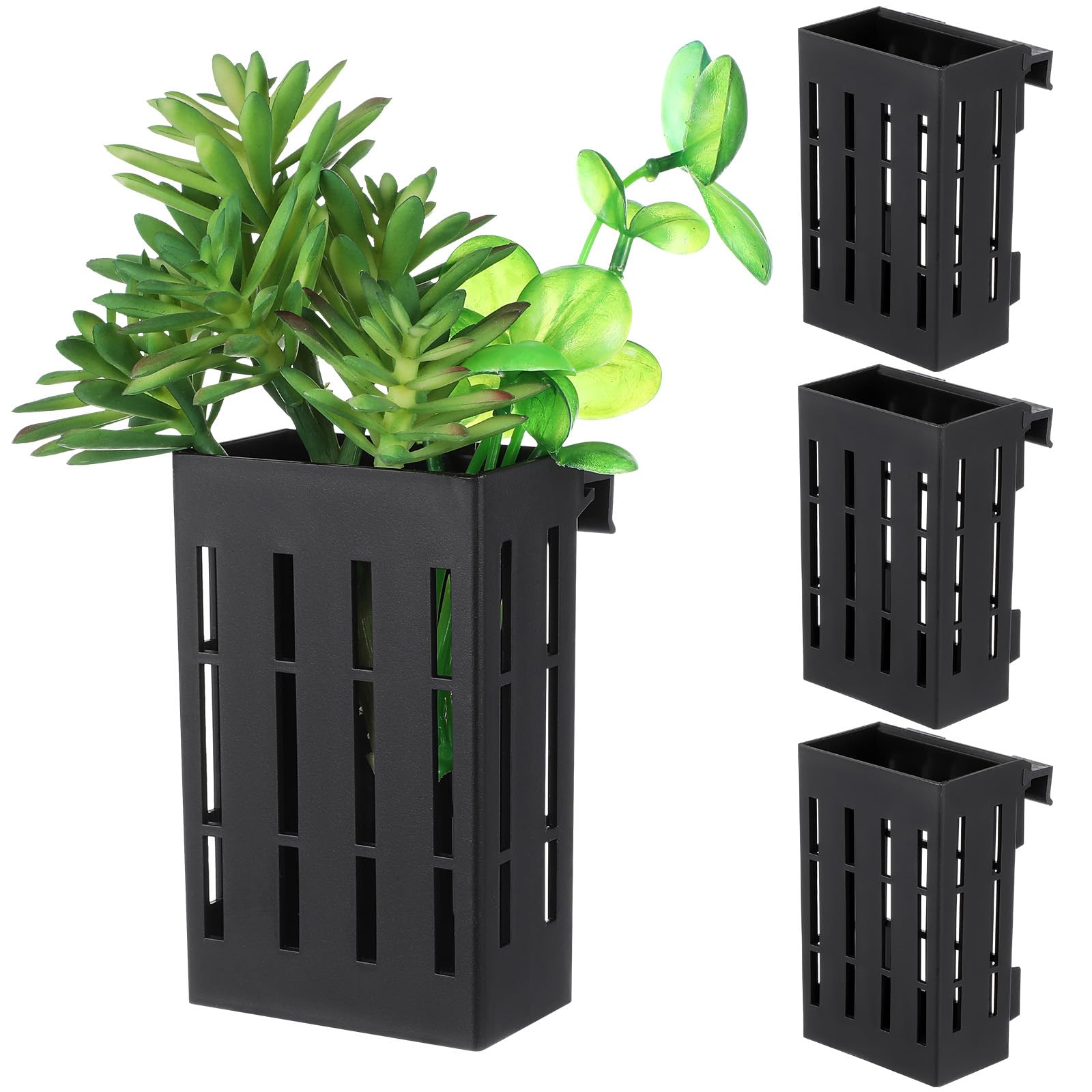 BESPORTBLE 4Pcs Hanging Aquarium Plant Holder: Aquatic Plant Pot with Holes Fish Tank Plant Holder with Hooks Aquarium Planter Cups A quascape Decorations for Emersed Plants Cultivation