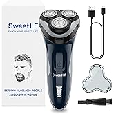 Electric Razor for Men, Electric Shaver for Men Waterproof/Rechargeable/LED Display, Men’s Shavers Wet & Dry Rotary Shavers Gift for Dad Husband Boyfriend (Navy Blue)