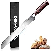 DiiHAUZZ 10 Inch Bread Knife, Serrated Knife for Homemade Bread, Razor Sharp High Carbon Stainless Steel Sourdough Cutter, Professional Bakery Kitchen Knives with Ergonomic Handle for Bagel, Cake