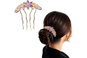 Crystal Bride Wedding Hair Pins Purple Bridal Hair Piece Accessories Decorative Hair Clips for Women U Shaped Hair Pins，Purpl