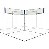 Kapler 14x14ft Four Square Volleyball Net Set - Boundary Line &amp; Ball | 19mm Heavy Duty Steel Poles 300d Oxford Cloth Boundary Line Volleyball Included Portable Quad Arena Yard &amp; Beach Games