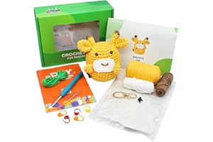 Yanpoake Crochet Kit for Beginners, Giraffe Crocheting Animal Kit for Adults and Kids, Crochet Starter Knitting Kit for Complete Beginners with Step-by-Step Instructions and Video Tutorials