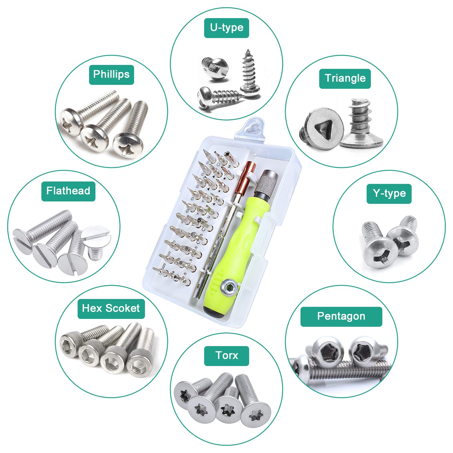 Gocheer 32 en 1 mini juego profesional destornilladores de precisión para electricistas kit de destornilladores magnéticos para Gafas, Smartphones, iPad, Tableta, Móvil, PC, Computadora Portátil