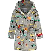 Tunoluker Boys Girls Robe Kids Flannel Hooded Bathrobe Sleepwear Pajamas Toddler Soft Plush Robes for Girls 2-16 Years