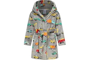 Tunoluker Boys Girls Robe Kids Flannel Hooded Bathrobe Sleepwear Pajamas Toddler Soft Plush Robes for Girls 2-16 Years
