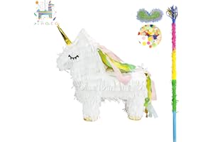 kaimei Unicorn Pinata Small Pinata for Birthday Anniversary Celebration Decoration Theme Party Cinco de Mayo Fiesta Supplies with Stick Multicolor Colorful Pinata