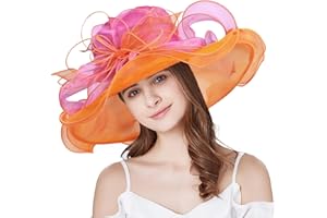YIDINGCO Kentucky Derby Hat for Women Ladies Girls, UV Protection Organza Fascinator Tea Party Bridal Church Sunday Sun Hat