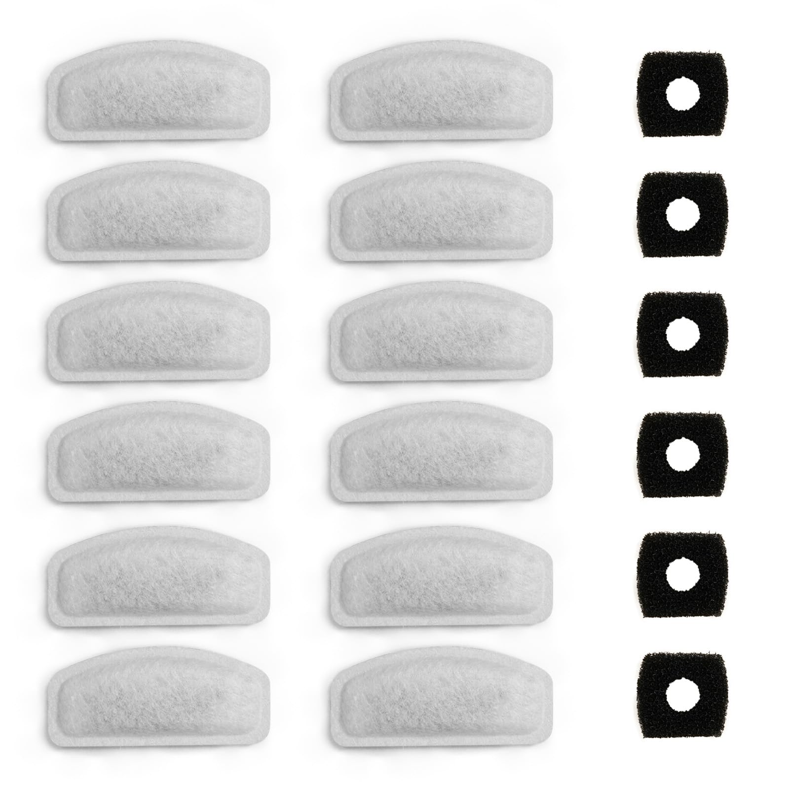 Photo 1 of 12 Pack Replacement Filters for D30 67oz/2L Automatic Carbon Pet Water Fountain Filters, Triple Filtration Pet Fountain Filter Replacement (6Pcs Black Sponge)