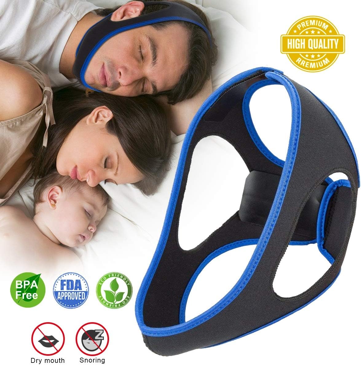Anti Snoring Chin Strap Ajustable Stop Snoring Solution for Men and Women, Anti Snoring Devices Snore Stopper Chin Straps Sleep AIDS for Snoring Sleeping Mouth Breather