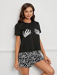Laqeyko Halloween Pjs Women Skeleton Pajamas Sets