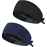 IRIS CRAFT Adjustable Working Cap with Button, Satin-Lined Cotton Working Hat Sweatband, Elastic Working Hat Unisex, One Size