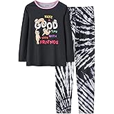 UNICABBIT21 Tie Dye Pajamas for Girls Soft Butterfly Sloth Fall Clothes Big Kids Sleepwear 2-Piece Long Sleeve Set Size 6-16