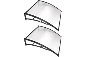 Yescom 2Pack 40"x40" Door Window Awning Whole One-Piece Polycarbonate Anti-UV30+ Cover Front Door Outdoor Rain Snow Sunlight Protection Hollow Sheet Patio Yard Door White Board