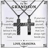 Someki To My Son Necklace Christian Cross Pendant Xquisitely Engraved Lord'S Prayer Necklace Birthday Inspirational Gifts for Son