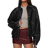 PRETTYGARDEN Faux Leather Jacket Women Bomber Motorcycle Zip Up Jackets Oversized Fall Fashion Outfits 2026 Winter Coats