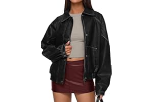 PRETTYGARDEN Faux Leather Jacket Women Bomber Motorcycle Zip Up Jackets Oversized Fall Fashion Outfits 2026 Winter Coats