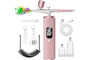 INVIMENT Airbrush Kit with Compressor - 48PSI High Pressure, Non-Clogging Air Brush Set, 6000 mAh Extra Long Standby, Ideal for Painting, Modeling, Cake Decorating, Pastry, Makeup and Nail Art