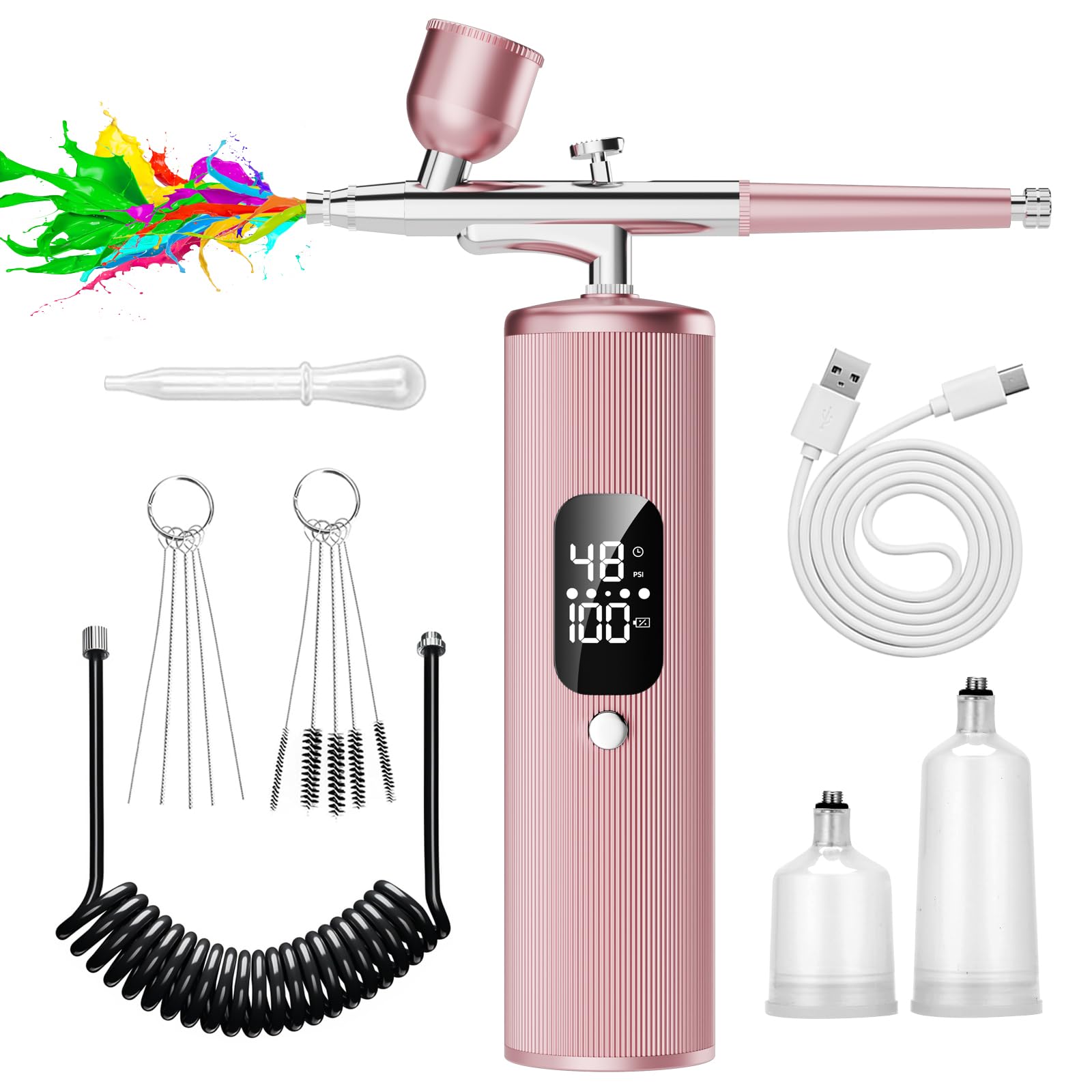Photo 1 of Airbrush Kit with Compressor - 48PSI High Pressure, Non-Clogging Air Brush Set, 6000 mAh Extra Long Standby, Ideal for Painting, Modeling, Cake Decorating, Pastry, Makeup and Nail Art