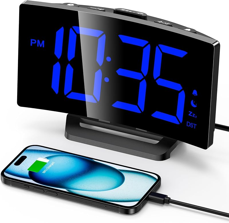 GOLOZA Digital Alarm Clock with Blue LED Large Display 12/24H 3 Tones