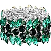 EVER FAITH Women's Stretch Bracelet Marquise Crystal Art Deco Hand Chain Wedding Bridal Jewelry