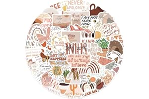FNGEEN Vintage Inspirational Stickers 50Pcs, Boho Motivational Aesthetic Stickers for Women Adults Kids Teen Teachers, Retro Vinyl Waterproof Positive Decals for Laptop Water Bottles Phone Scrapbook Journal