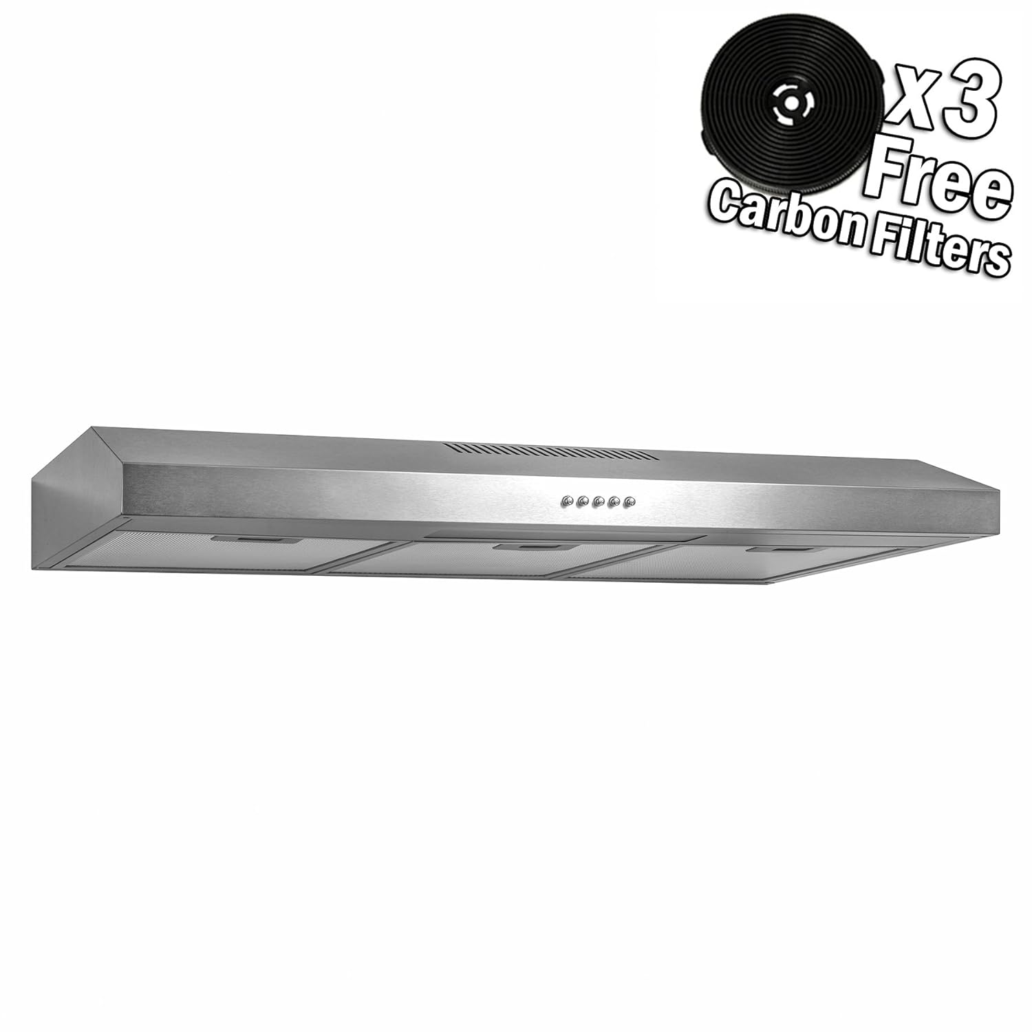 AKDY 36" Under Cabinet Stainless Steel Push Panel Kitchen Range Hood Cooking Fan w/Carbon Filters (36")
