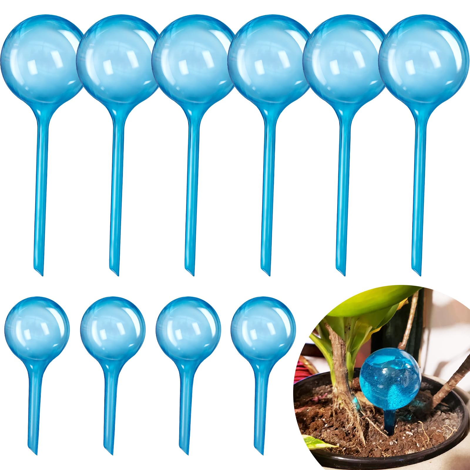 Photo 1 of 10 Pcs Watering Cans,Plant Watering Globes,Plastic Self-Watering Bulb for Indoor Outdoor Potted Flower,Blue