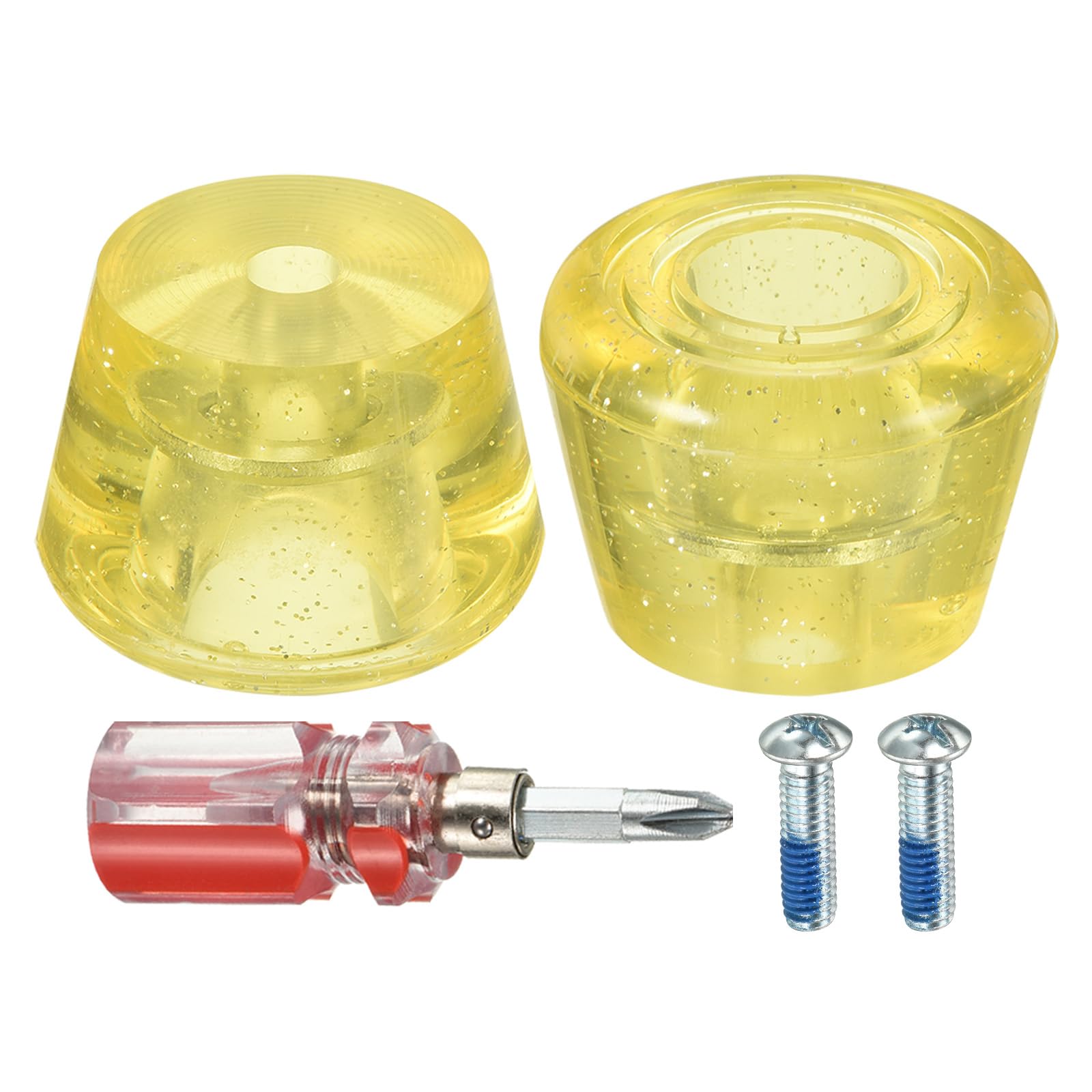 M METERXITY Roller Skate Stopper - Rubber Brake Block Toe Stops, Adjustable with Screwdriver, Apply to Roller Skate (1.46 Inch 1.85 Inch Dia, Clear Yellow)