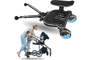 JUANWAN Universal Stroller Board with Detachable Seat - 2 in 1 Sit and Stand Stroller Standing Board for Most Brands of Strollers Holds Children up to 55 (Blue)