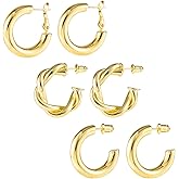 3 Pairs Small Huggie Hoop Zirconia Earrings Set 14K Gold Hypoallergenic Lightweight Huggie Hoops Earrings for Women Girls