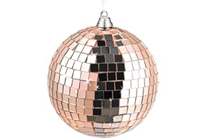 MEEITEC Disco Ball Mirror Ball, 8 Inch Cool and Fun Hanging Party Disco Ball with Hanging Ring for Christmas DJ Club Stage Bar Party, Wedding Holiday Decoration, Gold