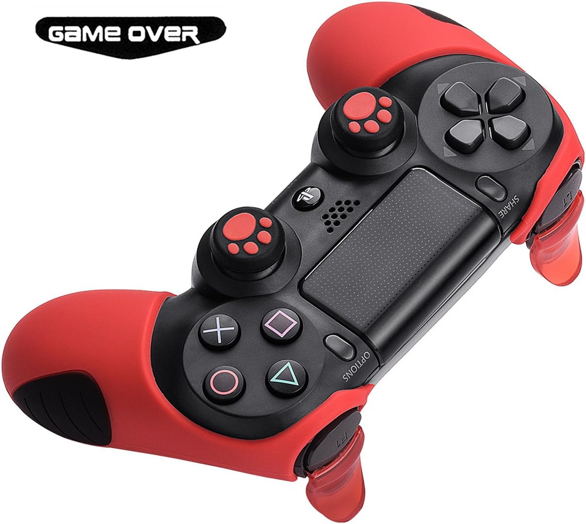 Skin Compatible for PS4 Controller Grips Soft Silicone Thicker Half Cover for PS4 /Slim/PRO Controller(Controller Skin x 1 + FPS PRO Thumb Grips x 2 + Trigger Button x 2)