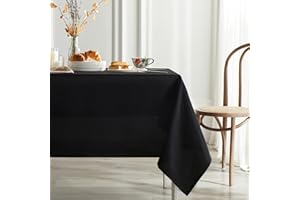 Mysky Home Table Cloth 60x102 Inch Black Tablecloth for 6 Foot Table Washable Polyester Rectangle Tablecloth for Buffet Table