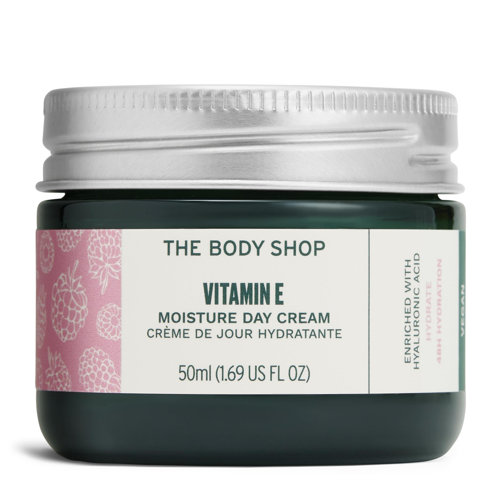 The Body Shop Vitamin E Moisture Day Cream (1x 50ml), Lightweight Face Moisturiser Suitable for Dry Skin, 48hr Hydrating Face Cream with Hyaluronic Acid & Vitamin E Moisturiser