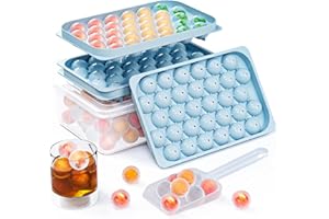 2 Pack Ice Cube Trays for Freezer,64 Pcs Small Round Ice Trays for Freezer with Lid and Bin,Sphere Ball Ice Mold,Circle Ice C