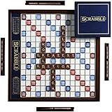 Scrabble Deluxe Edition with Rotating Wooden Game Board