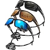 AWGSEE 3PACK Polarized Sports Sunglasses for Men Driving Golf Fishing Running Sun Glasses UV400 Protection