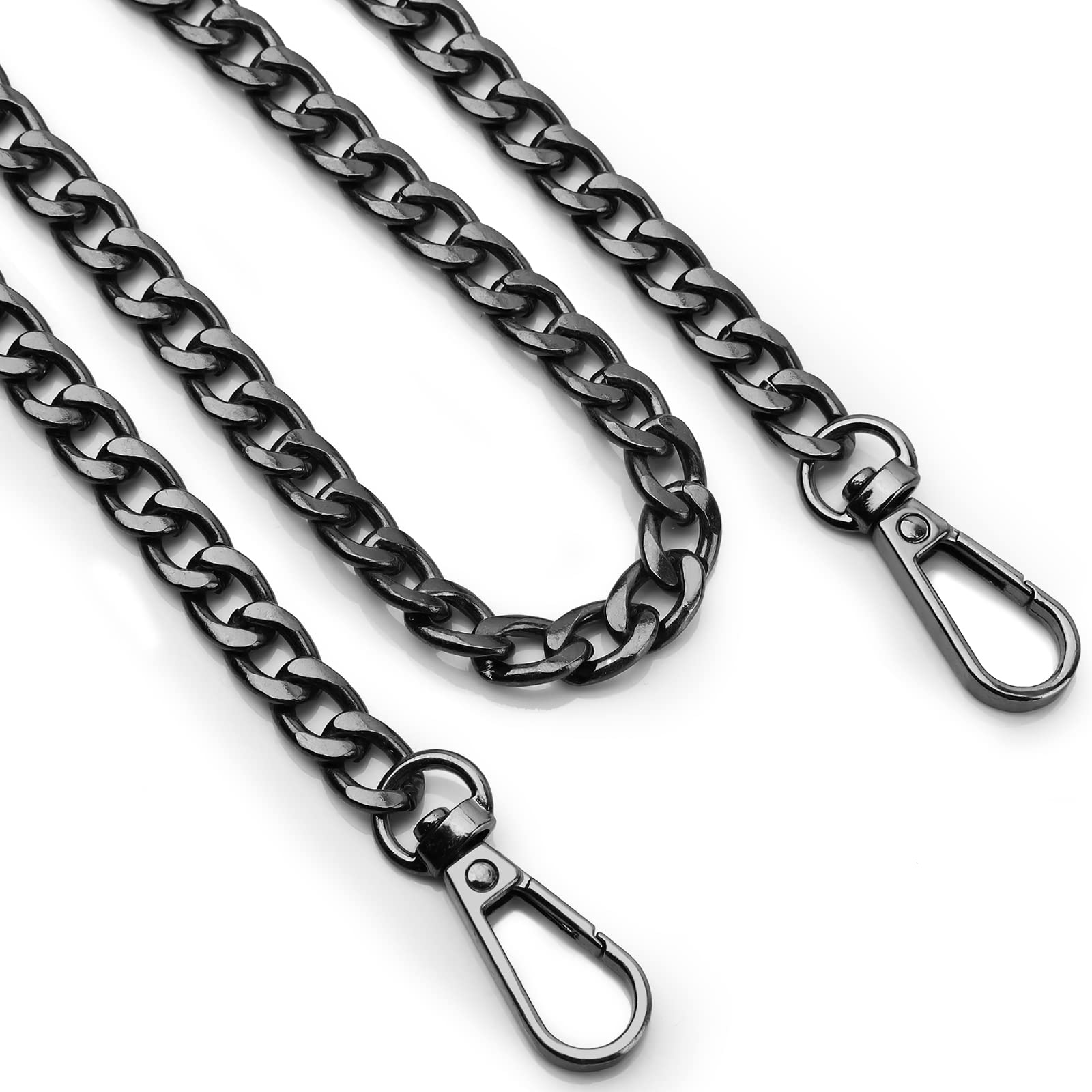 Metal Bag Chain Black, 120CM Purse Chain Straps, Handbags Replacement Chain Strap with Buckles, Metal Strap for Women DIY Purse Bag Shoulder Crossbody Handbags Shoulder Bag Crafts Making