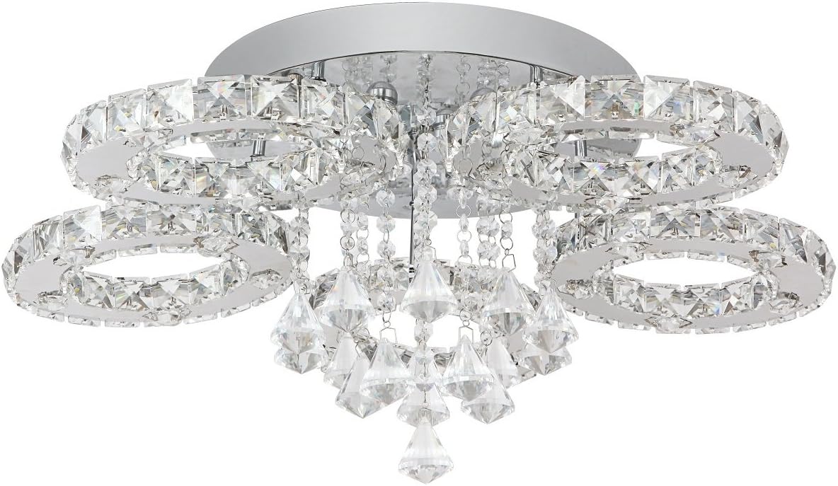 SAILUN 76W LED Chandeliers Modern Crystal Ceiliing Light Top Design Pendant Lights For Living Room Bedroom Dining Room Hotel Hall, φ70 x 27 cm, Coolwhite 6000K - 6500K 5000-5700 LM, Stainless Base