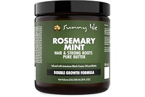 Sunny Isle Rosemary Mint Hair and Strong Roots Butter 8oz | Infused with Biotin & Jamaican Black Castor Oil | Strengthen and Nourish Hair | Dry Scalp, Split Ends