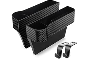 Nisstiiv Car Seat Gap Filler Organizer, Multifunctional Seat Gap Storage Box with Cup Holder, Console Side Extra Pouchs with USB Car Charger, Auto Accessories for Cellphone Wallet Key (A-Pair)