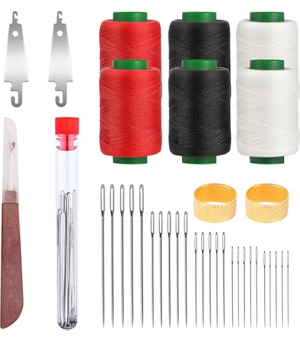 Lot De 37 Aiguilles à Coudre En Acier Inoxydable Avec Grand Chas - Kit Couture Débutant Avec Dés, Enfile-aiguille Et étui - 10
