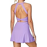 Heathyoga Tennis Dress with Built in Shorts and Bra Athletic Dress for Women Summer Cut Out Twisted Golf Workout Dress