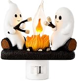 Ghost Campfire Night Light,Halloween Decorations Plug-in Flickering Flame | plug‑in nightlight with on/off switch, low‑wattage, fits standard wall outlets for bedroom &amp; hallway ambient lighting.