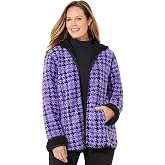 Catherines Printed Fleece Coat With Sherpa Lining | Women's Plus Size