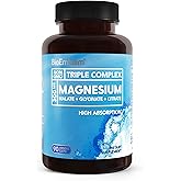 BioEmblem Triple Magnesium Complex | 300mg Magnesium Glycinate, Malate & Citrate | High Absorption Chelated Formula | Vegan, Non-GMO, Gluten-Free | 90 Capsules
