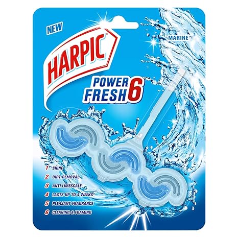 Harpic Power Fresh 6 Toilet Rim Block, Marine-39 gm