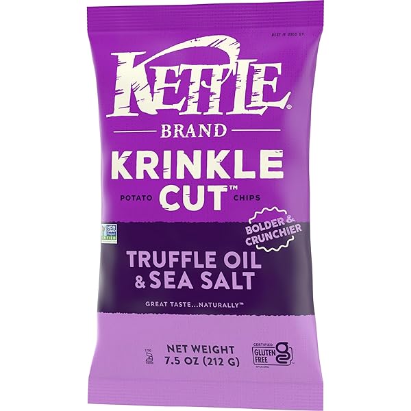 KETTLE BRAND POTATO CHIPS, KRINKLE CUT, TRUFFLE OIL & SEA SALT KETTLE CHIPS, 7.5 OZ