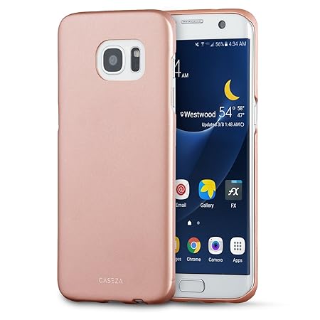 CASEZA Galaxy S7 Edge Hülle Rose Gold Rio Case Back Cover mit Mattem Finish - Premium Hard Case Bumper mit Gummierter Oberflä
